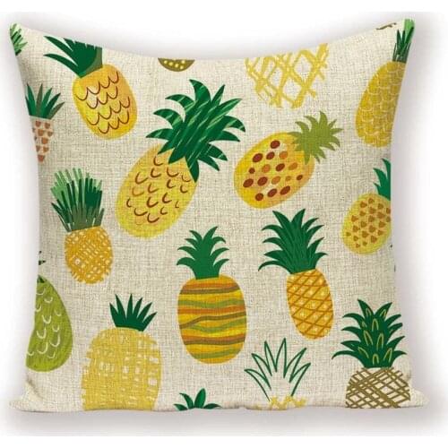 Cartoon Pineapple Decor Home Pillowcase Fruit Cushion Cover Pineapple Tree Linen Pillows Cases 45 * 45cm Poduszki Dekoracyjne