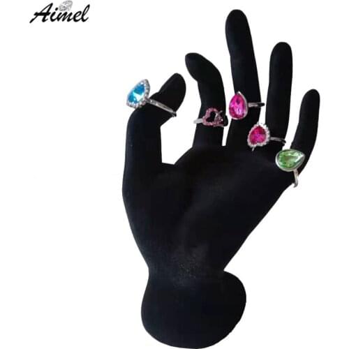 New Ok Shaped Hand Mold Jewelry Storage Stand Black Velvet Ring Bracelet Display Organizer Counter Window Ring Display Showcase