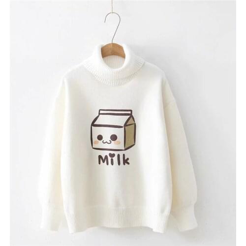 2021 winter new cartoon printed long-sleeved round neck loose sweater pullover mori girl 486456 jsq