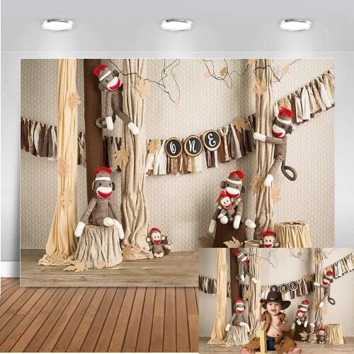 Newborn Backdrop Toy monkey Wooden Floor Baby Portrait Photography Backdrops Photo Backgrounds Newborn Photocall Photo Studio