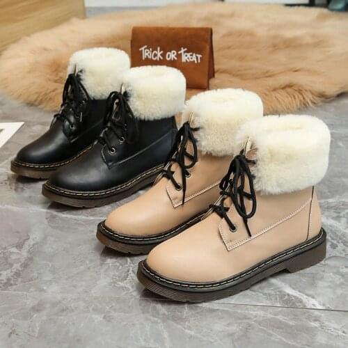 New lace-up thick-soled Martin boots womens boots winter short boots British style plus cashmere boots short boots X671