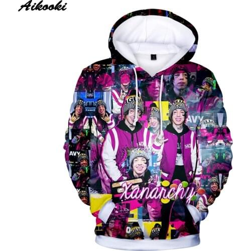 Sidno New Lil Xan Xanarchy 3D Hoodies Men Women Hip Hop Sweatshirts Lil Xan 3D Hoodies Man Autumn Harajuku Pullovers Plus Size