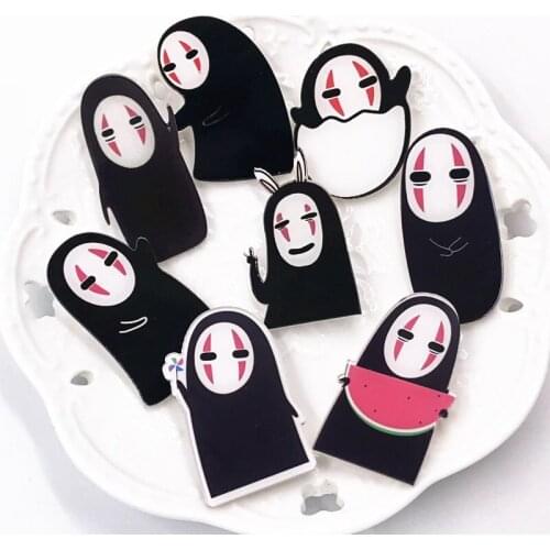 Wholesale 8PCS Cartoon No Face Man Harajuku Icon Badges for Accessories Pins on Canvas Bag Backpack Clothes Acrylic Brooches