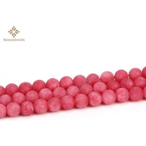 Wholesale Frosted Natural Red Matte Jades Round Stone Beads For Jewelry Making DIY Bracelets Necklace Earrings 6 8 10MM 15inch
