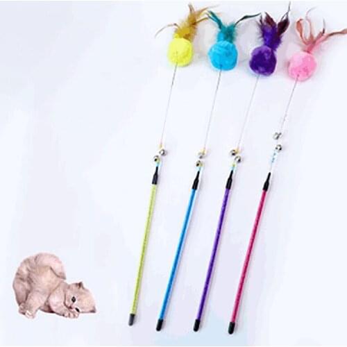 2PCS Kitten Wands Bell Ball Fashion Cat Wand Toys Kitten Teasers Cat Teasers Cat Funny Toy Cat Favor Toy Pet Interactive Toys