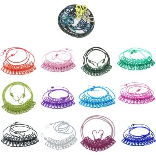 Durable Lightweight Outdoor Camping Non-slip Stretch Clothesline with 12 Clips for Hiking Traveling Outdoor Family Life N0PC