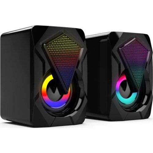 Usb Wired Computer Speakers Heavy Subwoofer X2 Colorful Lights Effect Speaker Stereo Multimedia For IPhone Tablets Smartphone