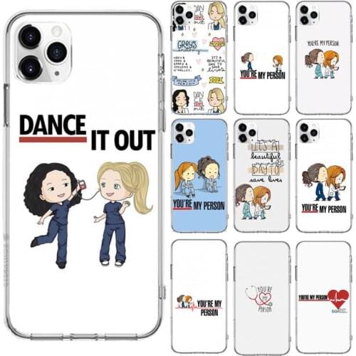 Greys Anatomy Nurse Doctor Phone Case Transparent for iPhone 6 7 8 11 12 s mini pro X XS XR MAX Plus cover funda shell