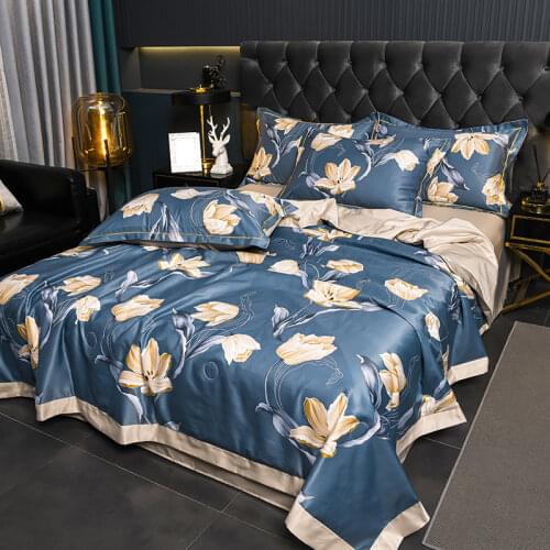 Luxury double bed summer quilt ice silk Duvets air conditioning comforter quilted bedspread on the bed blanket Washable for Home