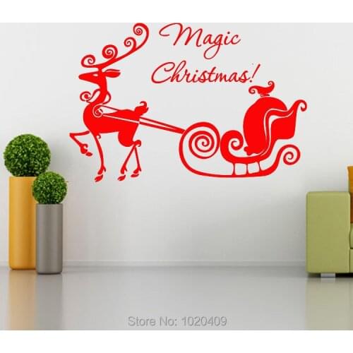 Christmas sled wall sticker Home Furnishing decorative Christmas sled glass window PVC wallpaper children room M-10