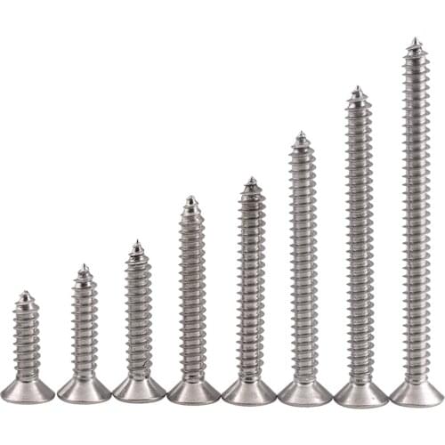 10-100pcs Stainless steel cross recessed countersunk head tapping screws Wood screw M1 M1.2 M1.4 M1.7 M2 M2.3 M2.6 M3 M4 M5 M6
