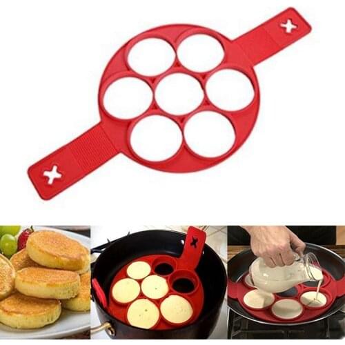 Silicone Pancake Maker Non-stick Cooking Tools Egg Ring Maker Pancakes Cheese Eggs Mold Kitchen Baking Accessories 7-Hole