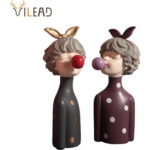 VILEAD Nordic Girls Ornament Resin People Statue Room Decoration Living Room Decor Cute Craft Gifts Sculpture Modern Decoration