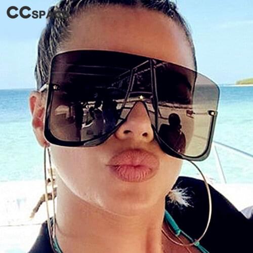 46266 Oversized Sunglasses One-Piece Lenses Men Womens Sunglasses Vintage Decorative Female Shades Uv400 Lentes De Sol