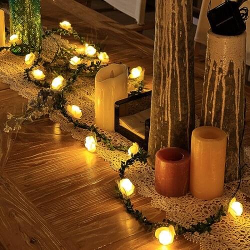 10 Leds Rose Led String Lights for Outdoor Garden Christmas Decoration Rattan Lantern Lemon Lights String Lights Battery Powered