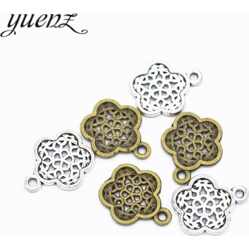 YuenZ 20pcs 2 colour Antique silver color Jewelry DIY flower Charms Pendant Necklace, earring Bracelet 19*16mm Q1132