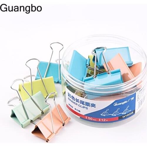 Guangbo Binder Clips Long Tail Clip Macaron Colors 12PCS/24PCS/40PCS/60PCS School Office Shop Stationary Clip For File Holder
