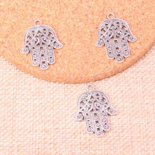 10pcs Hamsa Palm Protection Charms Metal Pendants for Bracelet and Necklace Jewelry DIY Handmade 28*21mm