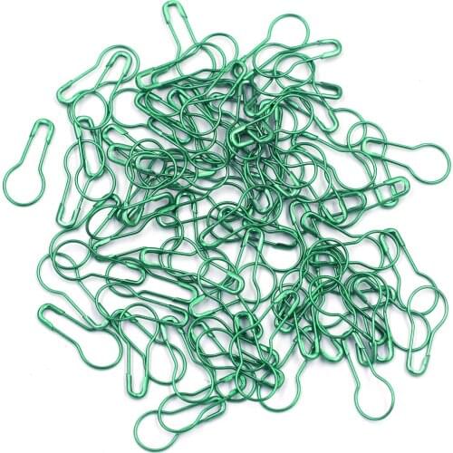 100Pcs Safety Pins Brooches Knitting Needles Stitch Marker Hangtag Green Bulb Gourd Flask Shape Jewelry DIY Findings 21x9mm