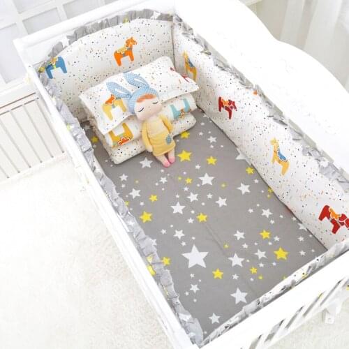 120*65cm 5Pcs/Set Animated Crib Bed Bumper For Newborns 100%Cotton Comfortable Childrens Bed Protector Baby Washable