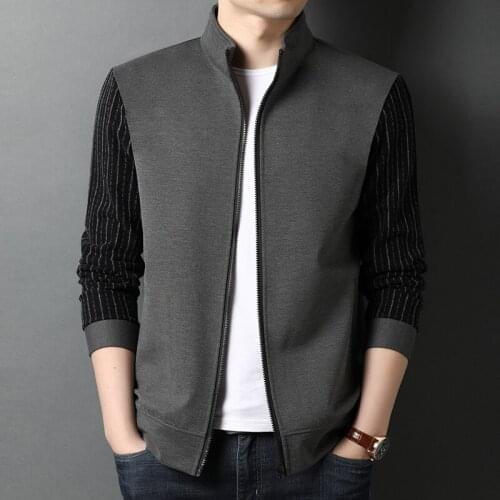 2021 spring autumn new mens fashion high quality simple stitching slim jacket mens black gray Daily Casual coat male S-XXXL