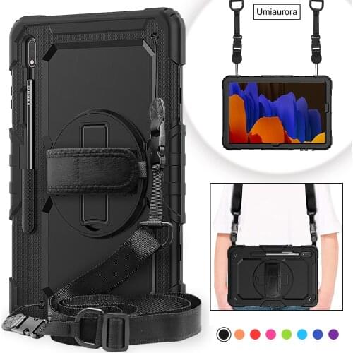 360 Rotation Hand Strap Case For Samsung Tab S7 Plus 12.4" SM-T975 Protective Cover For Tab S7 11" SM T875 T870 Shockproof Funda