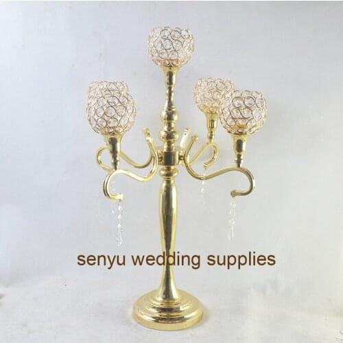 5 head metal candlestick wedding props, 5 arms wedding candelabra, crystal candlestick creative articles candlestick enyu0668