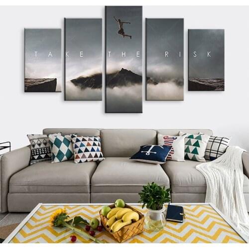 5 Panel Take The Risk Motivational Quote Minimalist Art Canvas Poster Print Abstract Painting Wall Picture Modern Home Decor