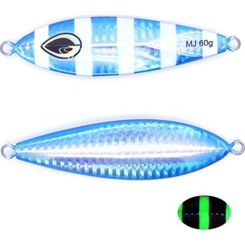 CASTFUN Slow Jig Artificial Bait Casting Jigs 40g 60g 80g 1pc Luminous Metal Jigging Fishing Lure Jigging Lure Metal Jig