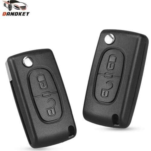 Dandkey 2 Buttons Flip Key Case Blank Shell For Peugeot 107 207 307 307S 308 407 607 2BT DKT0269 With Groove CE0536 key shell