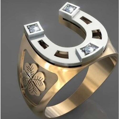 Two-tone U-shaped Petal Design Ring Fashion Gold Colors Ring for Men and Women Jewelry Gift Vintage Carving Flower Rings