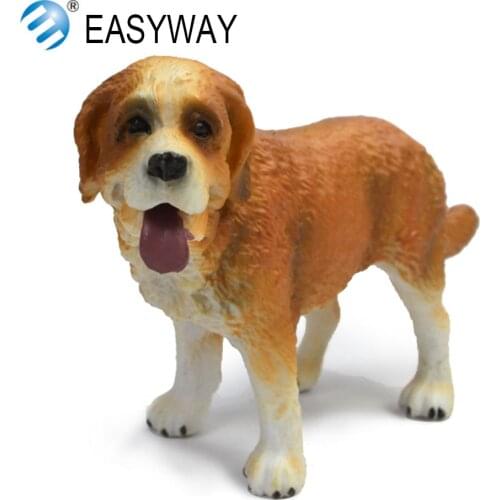 EASYWAY Original Farm Animals Plastic Saint Bernard Dog Model Mini Real Life Animals Action Figures Kids Toys for Children Gift