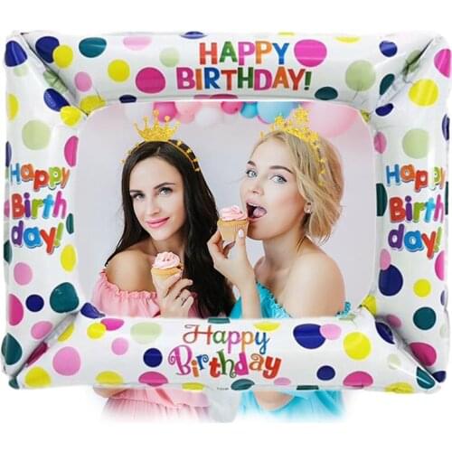 Happy Birthday Foil Balloon Photo Frame Photo Booth Props BabyShower Birthday Party Decorations Adult Supplies Photobooth 2019