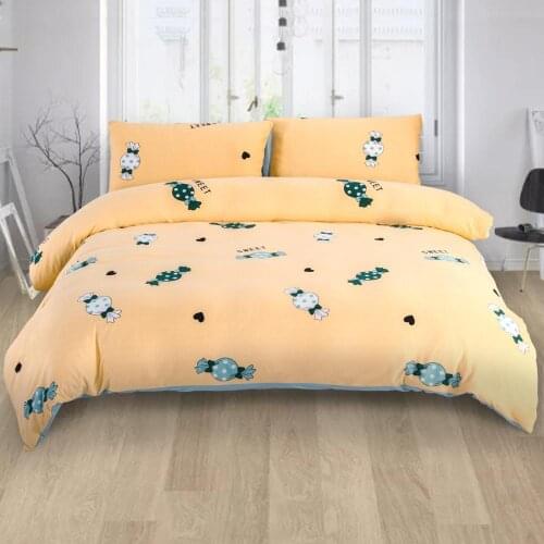 Cotton Duvet King Size Set With Comforter Cover & Bed Sheet & Pillow Shams Soft & Skin-Friendly Bedding Set 4pcs Yellow