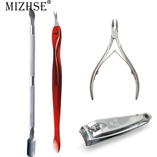 MIZHSE 4 in 1 Nail Clipper Cutter Trimmer Dead Skin Cut Scissors Set Steel Manicure Nails Art Beauty Tools Set UV Gel Polish Kit