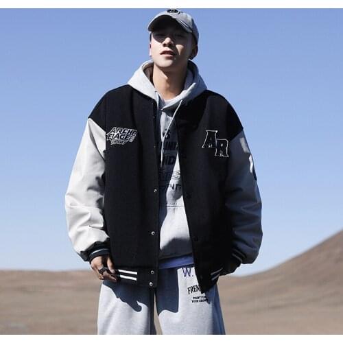 2021 Mens Korean Vintage Streetwear Baseball Jacket Male Kpop Letter Windbreaker Men Harajuku Patchwork Varsity Jacket Coat Men