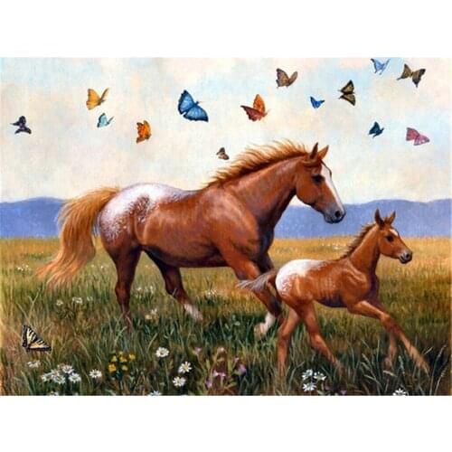 Animal Horse Flower DIY Cross Stitch 11CT Embroidery Kits Craft Needlework Set Printed Canvas Cotton Thread Home Design