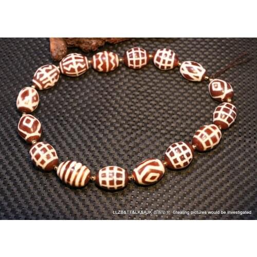 Set of 18 Magic Energy Tibetan Old Red Agate West Asia Daluo dZi Bead Totem $$$ Timestown UPD210607A55