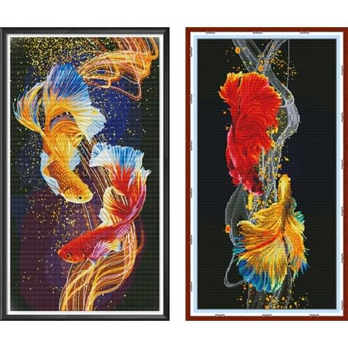 Cross Stitch Kits DIY Animal Pisces Series Stamp Cross Stitch Pattern 11CT 14CT Printed Embroidery Needlework Home Decoration