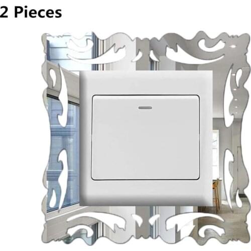 2 Pieces Diy Wall Stickers Switch Creative Mirror Acrylic Switch Sticker Socket Decor Sticker Hollow Out Switch Cover 15*14.5cm