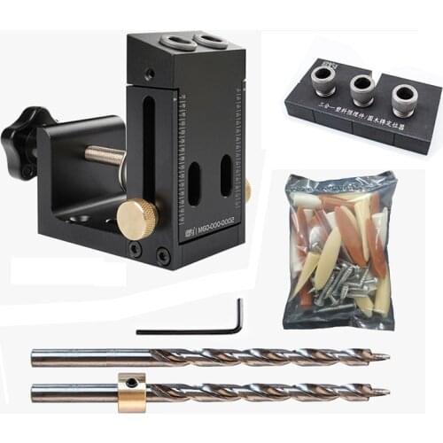 Pocket Hole Drill Guide Dowel Jig Oblique Hole Locator Drilling Kit Aluminium Woodworker Tools DIY with 9mm Drill Bit