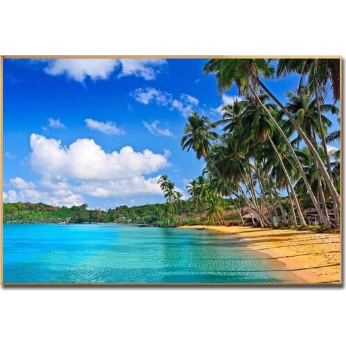 NewSeascape Tropical Landscape Sunset Wall Art Picture Living Room Kitchen Bathroom Decoration Sea Beach Wall Painting