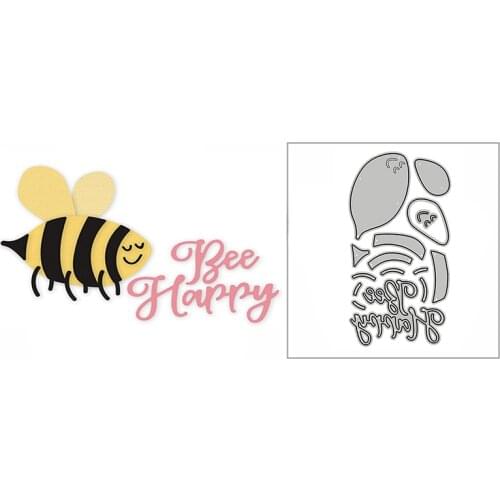 New Happy Yellow Honey Bee Animal 2020 Metal Cutting Dies for DIY Scrapbooking and Card Making Decor Embossing Mold No Stamps