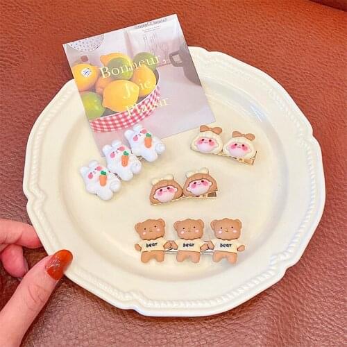 New Girls Cute Cartoon Bear Rabbit Girls Hairpins Kids Sweet Hair Decorate Clips Side Barrette Headband Fashion Hair Accessories