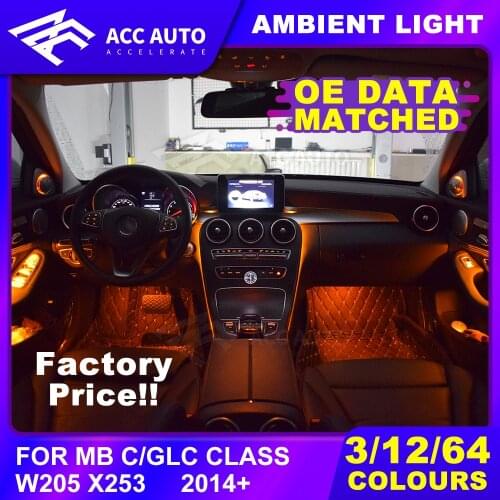 Ambient Light for W205 Mercedez C Class 3/12/64 Colors DIY Upgrade Car Interior Accessories Atmosphere Lighting free shipping