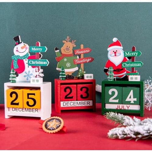 Christmas decoration wooden calendar countdown desktop ornaments