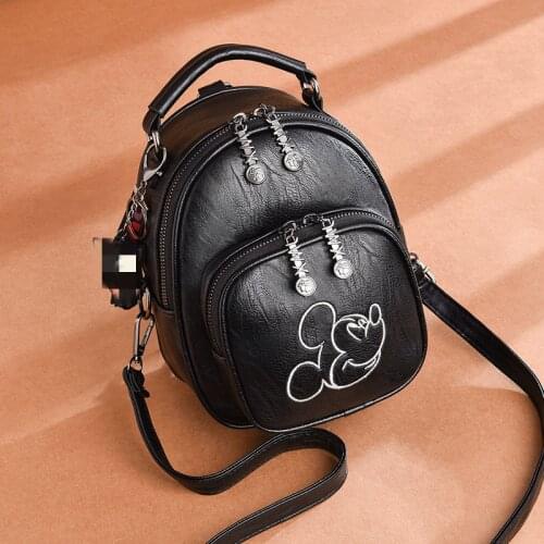 Disney Mickey Mouse Pu Backpack Girl Shoulder Messenger Bag Handbag
