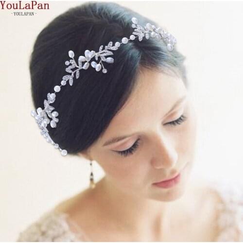 TOPQUEEN HP152 Wedding Bridal Headband Hair Band Tiara for Women Rhinestone Pearl Alloy Flower Jewelry Hair Accessories