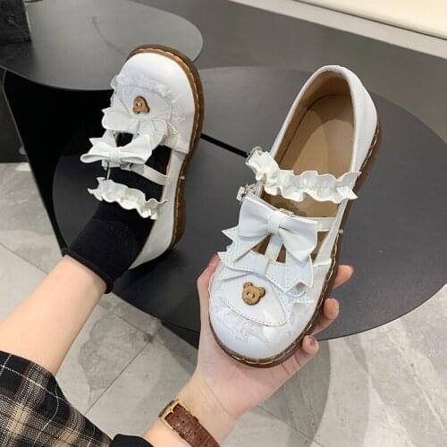 Original Bear Buckle Japanese Lolita Shoes Womens 2020 Spring New Model Student Flat Lolita Shoes cosplay shoes