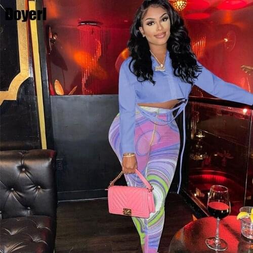 Club Two Piece Set Women Long Sleeve Crop Top Blouses and Leggings Mesh Sexy 2 Piece Sets Womens Outfits Fall Clothes for Women